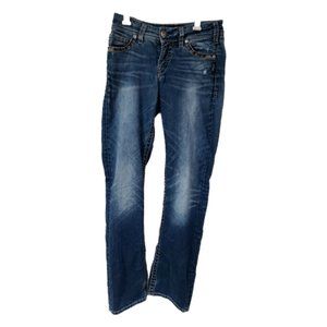 Silver Suki Fluid 28x32 Mid Slim Bootcut Distressed Flap Pocket Jeans